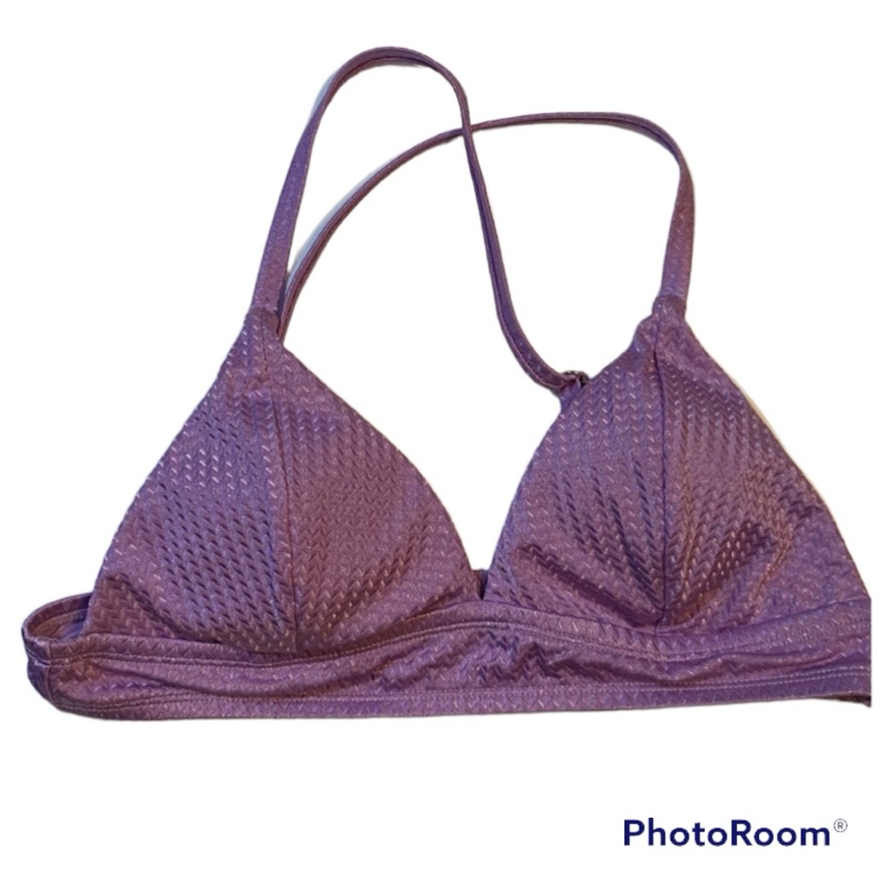 ☀️ EUC Small Cupshe Bikini Top Lavender Orchid Women’s Jacquard Crossed Straps